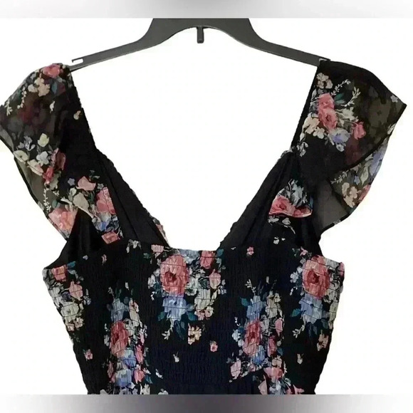 NWT Lily Rose  junior’s Floral Ruffle V neck Faux-Wrap  Hi-Lo Midi Dress Sz XXL - Picture 3 of 11